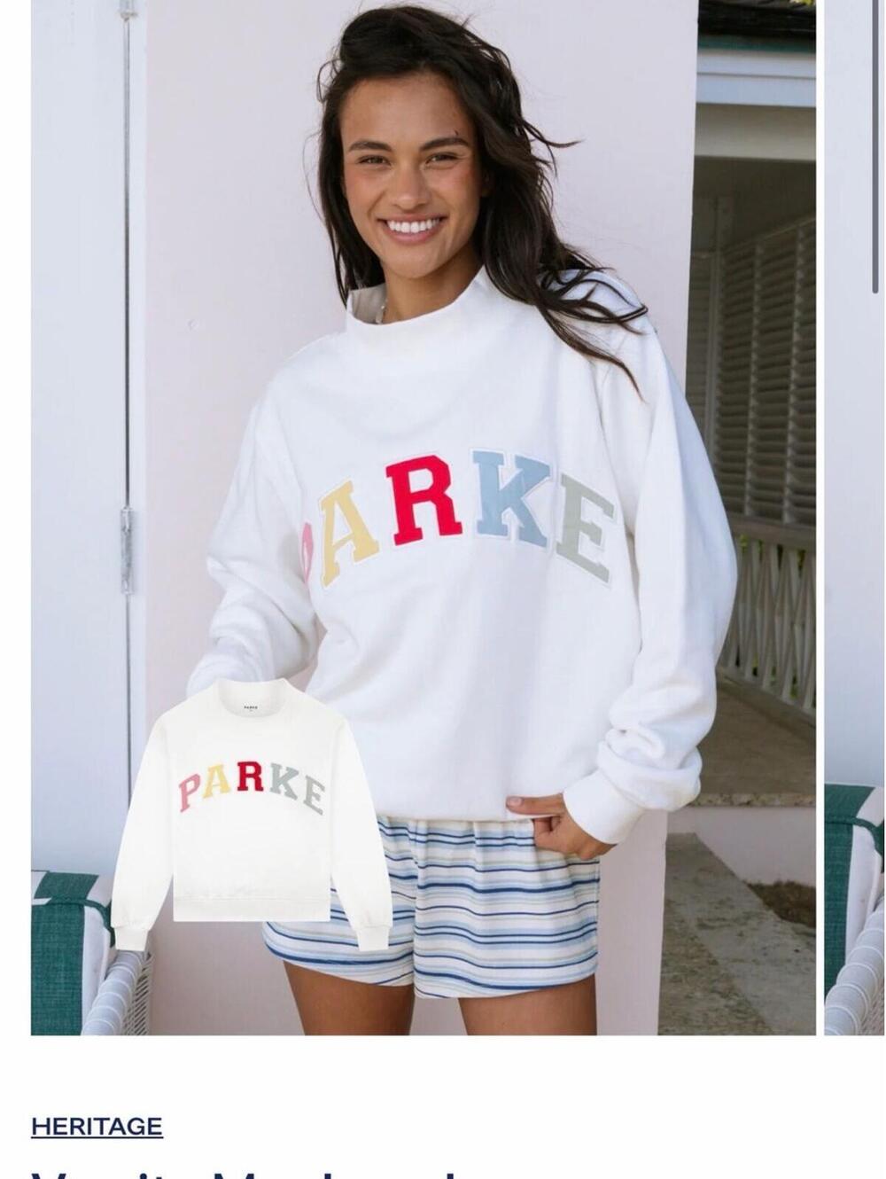 Parke SOLD OUT Summerland Heritage Paradise Varsity Mockneck Sweatshirt - L/XL